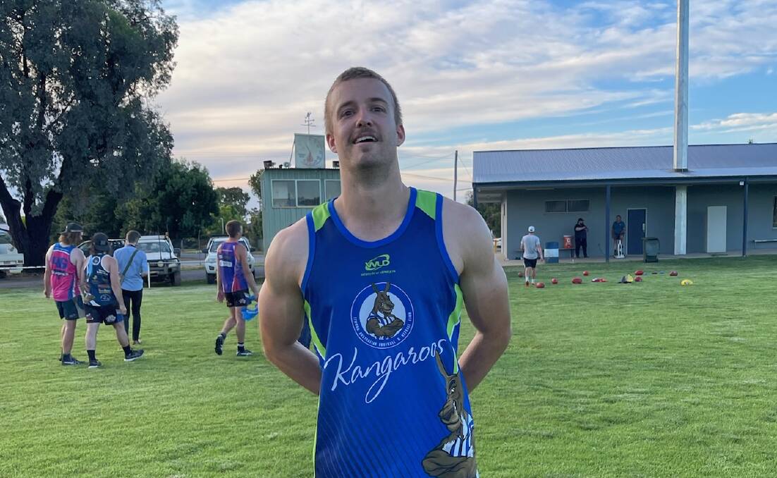 HOME SWEET HOME: Former Kangaroos premiership player, Daniel Leary, at Temora training on Thursday night. After seven years away, Leary is back at Nixon Park.