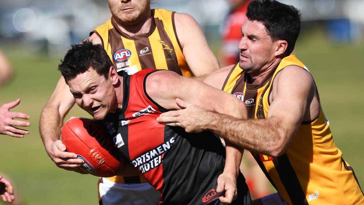 Marrar captain Brad Moye, in action last year, is playing with former Bombers teammate Tyler Cunningham at Turvey Park.