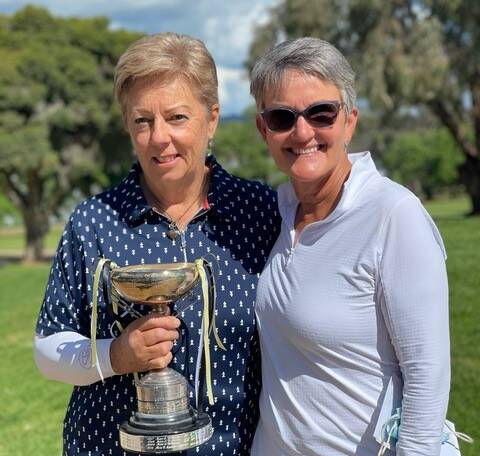 WINNING RETURN: Sandra Schultz held off reigning champion Lyn Stewart (right) to claim the Ladies Club Championship title at Wagga Country Club for the first time in nearly 30 years