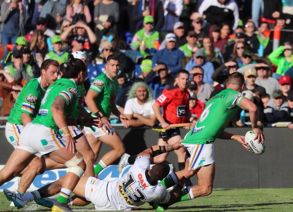 Raiders v Penrith in front of a sellout crowd last year. Picture: Les Smith