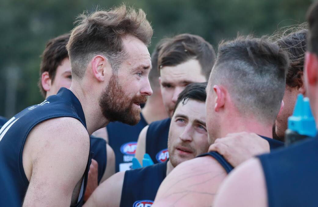 SOLO MAN: Coleambally coach Luke Hillier talks to his players during a game at North Wagga last year. Picture: Les Smith