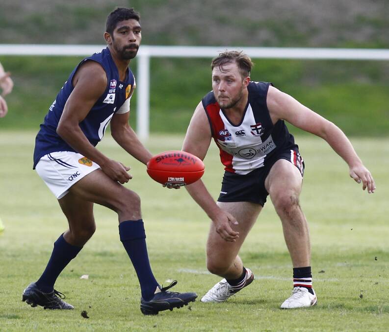 McAdam playing against the Saints at McPherson Oval in 2017. Picture: Les Smith
