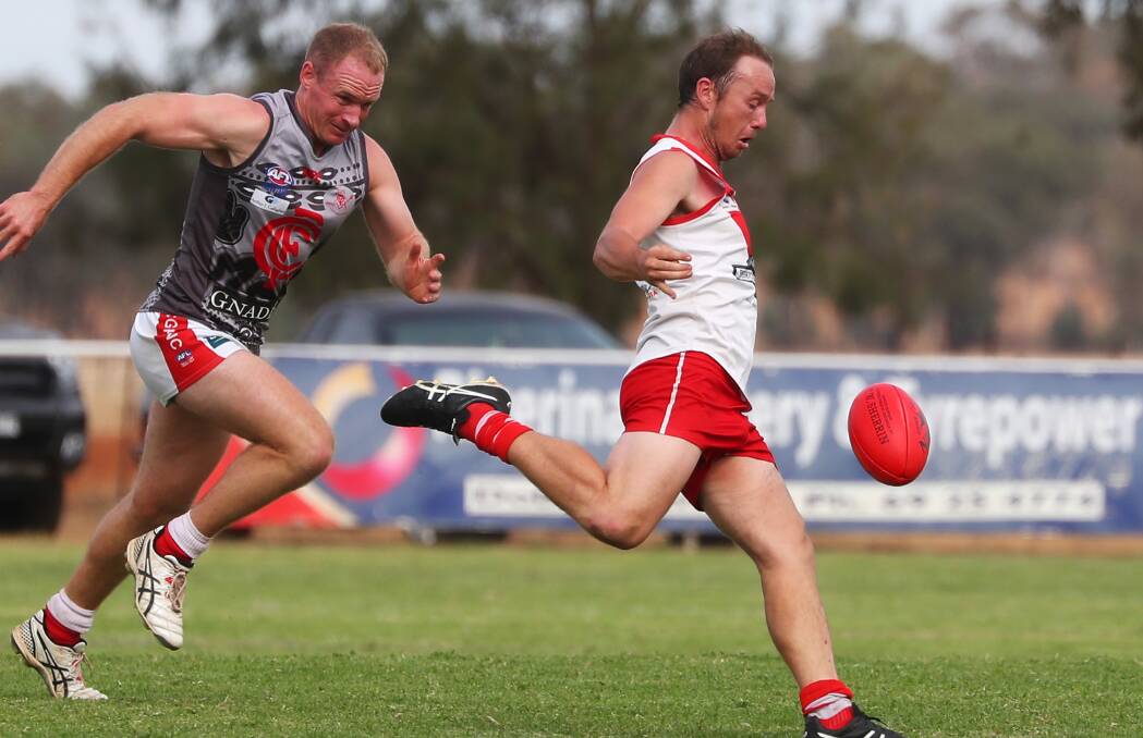 IN THE CLEAR: Will Griggs ready to send the Swans going forward again in a 2019 game at Collingullie.