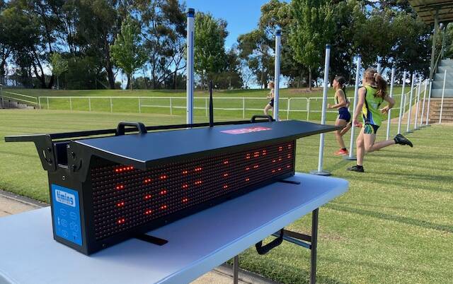The new clock in action at Jubilee Park for Kooringal-Wagga Little Athletics.
