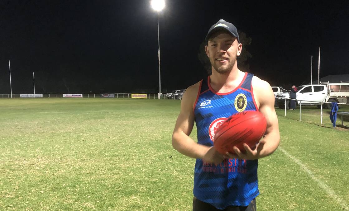 LEADERSHIP MATERIAL: Brayden Ambler at training on Thursday night after being handed the captaincy of the Farrer League representative team. Picture: Peter Doherty