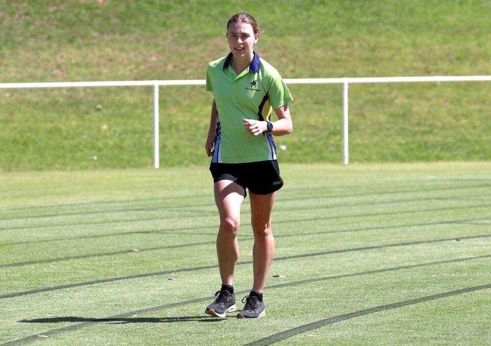 IMPRESSIVE RETURN: Hannah Mison training at Jubilee Park. She's rapt in her return to competition. Picture: Les Smith