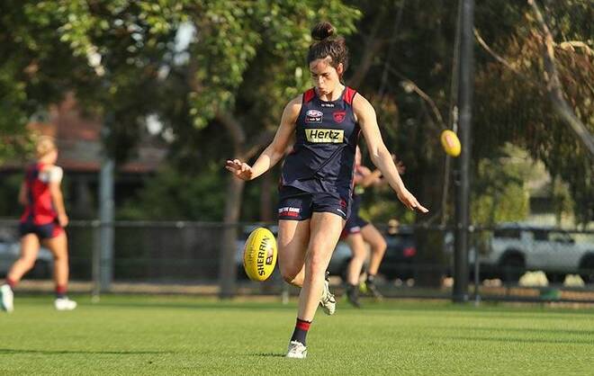 DREAM COME TRUE: Gabby Colvin is loving life as an AFLW footballer. Picture: Melbourne Demons
