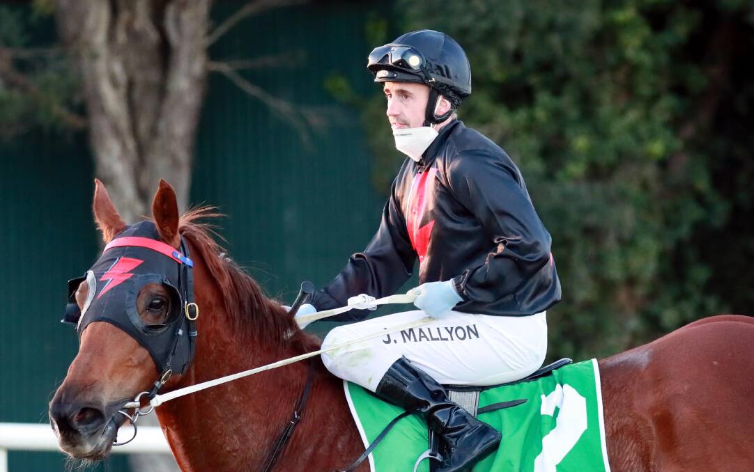 Jordan Mallyon (on Mnementh) last August after a win at Wagga. Picture: Les Smith
