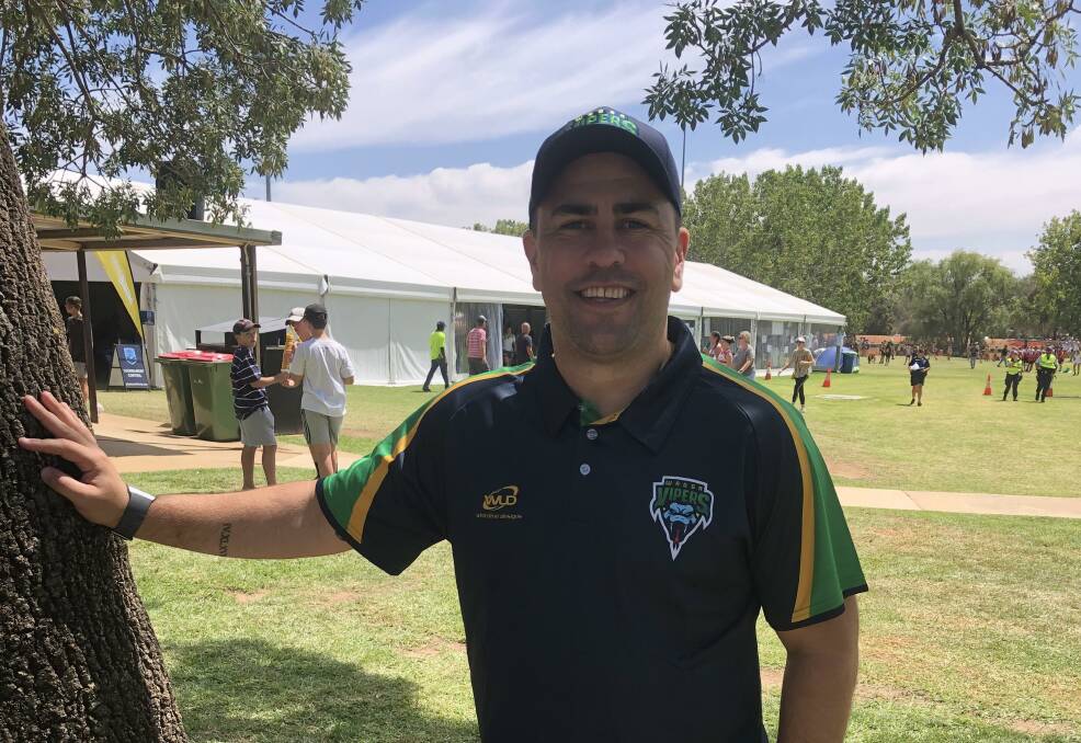 LENDING SUPPORT: Jamie Soward was in Wagga on Friday as an ambassador for the Junior State Cup tournament. Picture: Peter Doherty