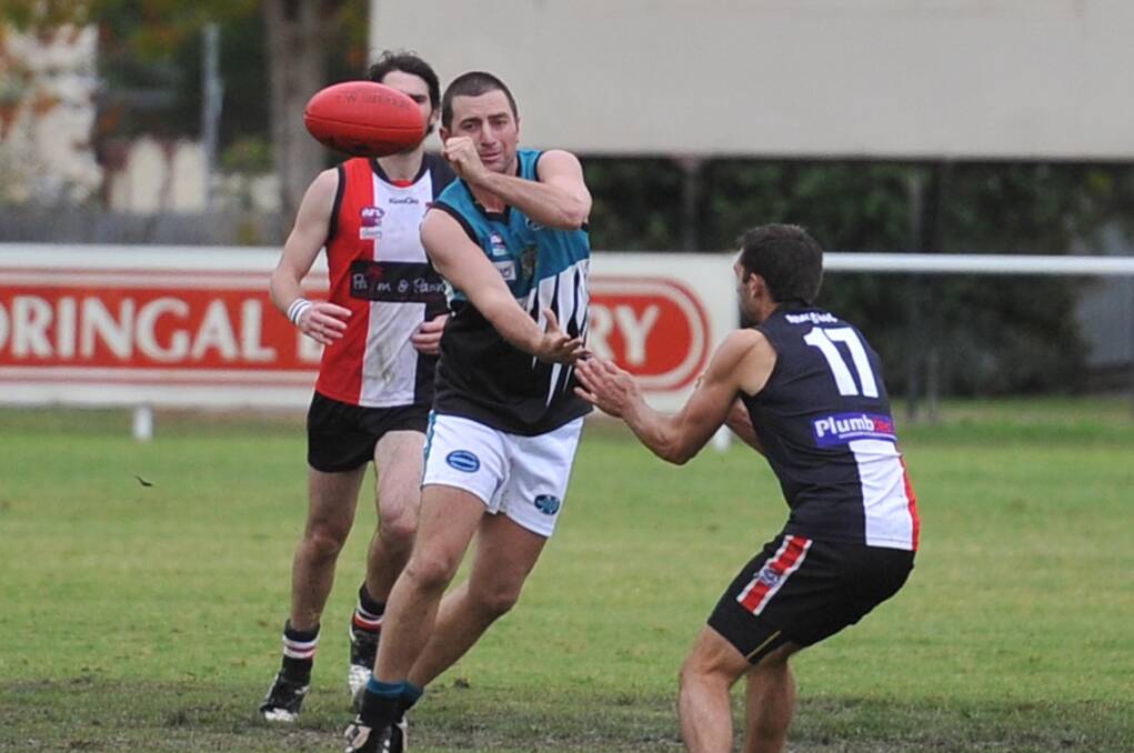 CLUB LEGEND: Northern Jets backman Ben Prentice playing against North Wagga in one of his 249 first grade games for his home club. 