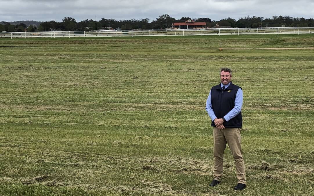 OPEN SPACE: Steve Keene in the vast space of currently unused land between the racecourse and the Wagga Cricket Ground, where the stables are proposed to be built. Picture: Peter Doherty