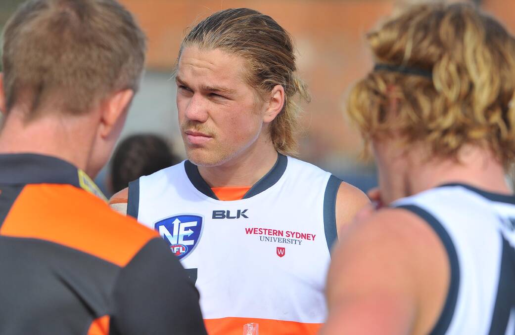 ON THE WAY: Harry Himmelberg playing for the Giants' reserves at Robertson Oval in 2016.