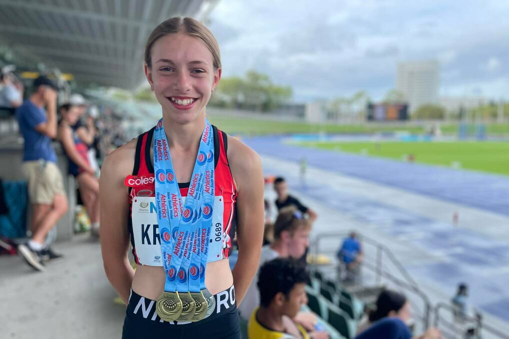 RISING TALENT: Temora's Grace Krause ran a stunning 200m at state juniors last weekend for a third gold medal at the championships. Picture: Temora Little Athletics