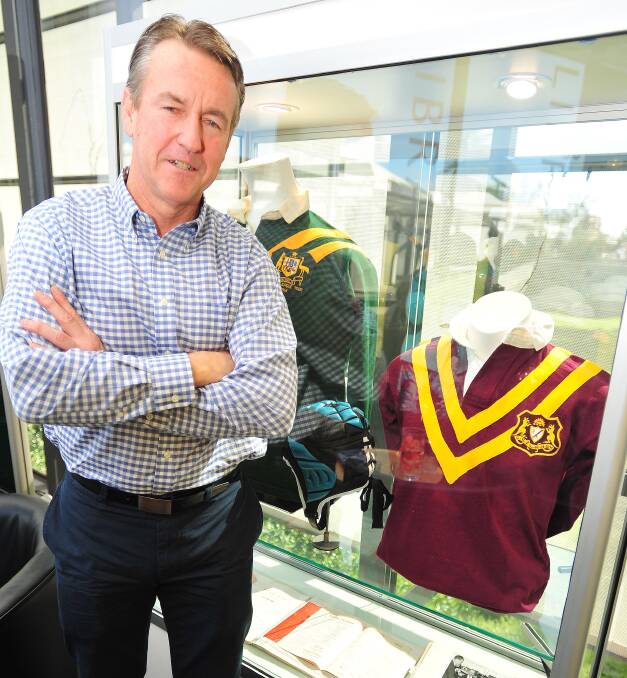 Brentnall in 2005 at a Wagga exhibition featuring one of his Australian jumpers. At the time, he was about to jump from Storm football manager to GM of Melbourne Storm Development.
