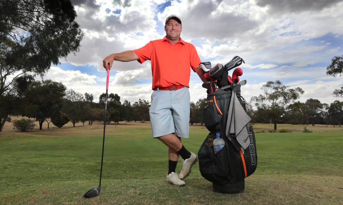 REIGNING CHAMP: 2017 Club Champion Mick Hazell at Wagga City Golf Club this week in preparation for his title defence. Picture: Les Smith