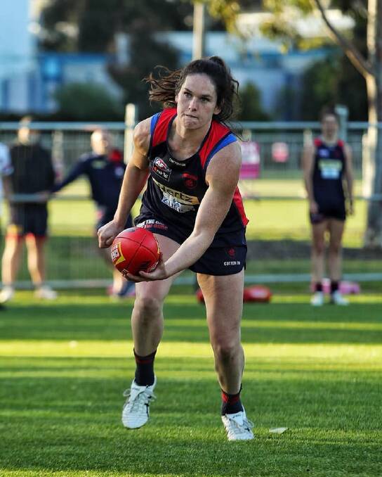 RETURN TO TRAINING: Gabby Colvin back at a full team session with the Melbourne Demons this week for the first time in months. Picture: Melbourne Football Club