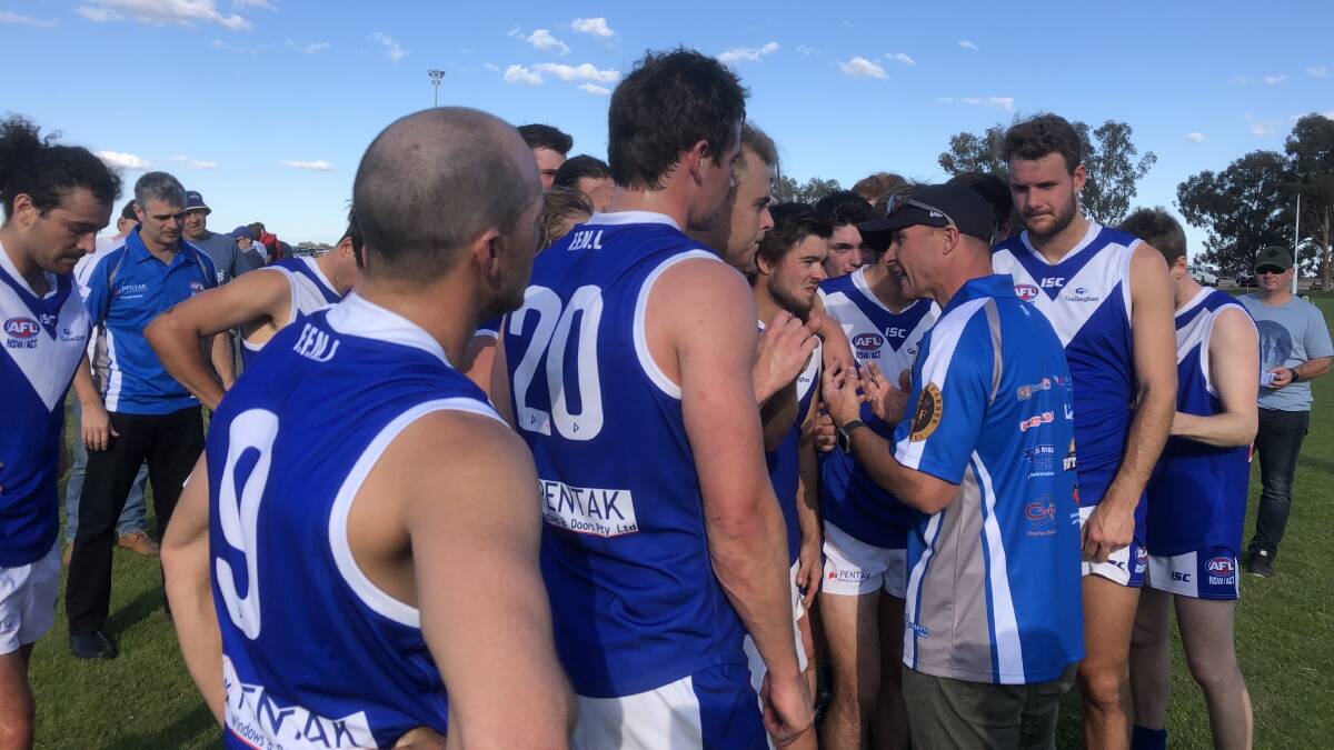 Farrer coach Brad Aiken at quarter-time as his side leads by three points, and it could've been more. Picture: Peter Doherty