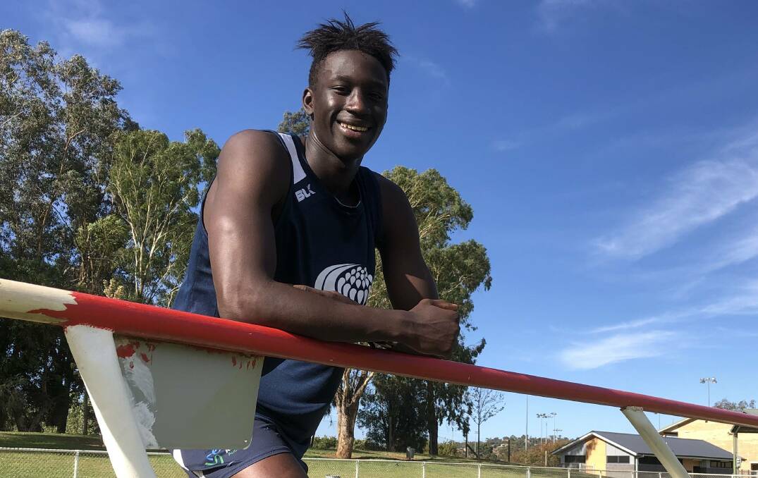 ON TRACK: Godfrey Okerenyang at training in Wagga earlier this year as he embarked on what he hoped would be a big year on the track. Picture: Peter Doherty