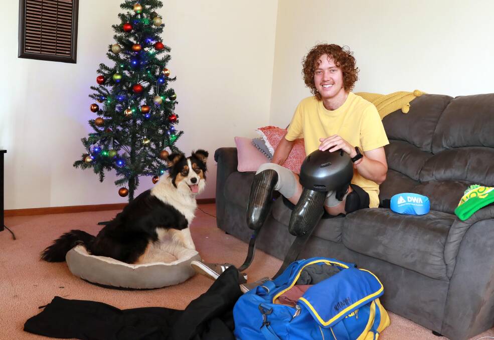 BOUND FOR THE USA: Josh Hanlon is packing his bags for Utah to pursue his skiing dream. Lulu, his border collie, will stay home. Picture: Les Smith