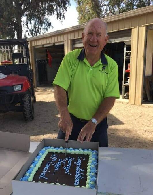 GUEST OF HONOUR: Bill was invited to cut the cake at the Kooringal-Wagga Athletics Club's 40th anniversary.