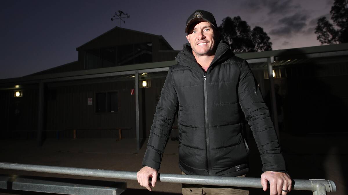 EXCITED: Brad Aiken at The Rock-Yerong Creek training on Thursday night. Aiken will return to club coaching next season, taking over from Tom Yates at the Magpies. Picture: Les Smith