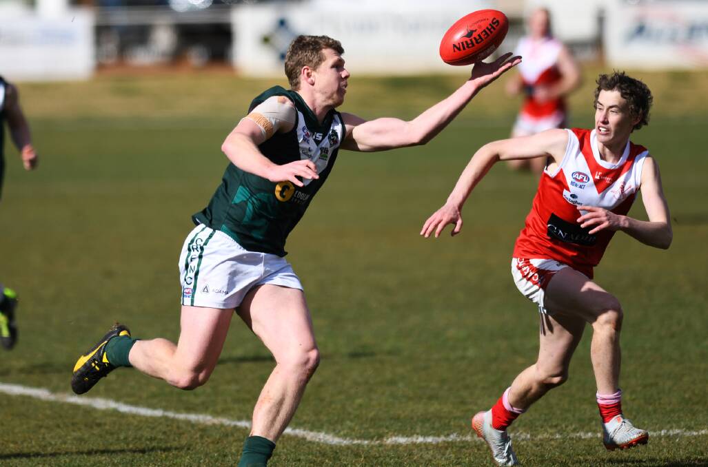 Joe Redfern in action against Collingullie-Glenfield Park. Redfern has kicked 61 goals this year, and 31 of those in their last six games. 