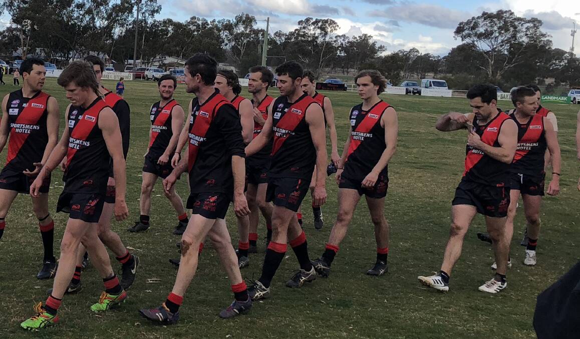 HAPPY CREW: The Bombers after their win at home against the Saints. Picture: Peter Doherty