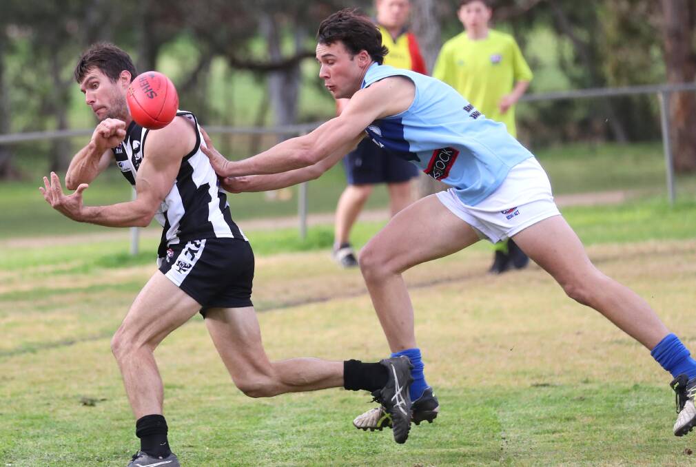 TRYC coach Tom Yates in action against Barellan at Victoria Park late last season. Picture: Les Smith