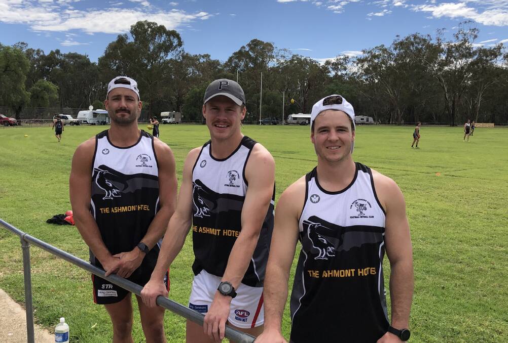 KEEN AS: The Rock-Yerong Creek recruits (from left) Dean Biermann, Joey Kerin and Joe Hancok at training at Victoria Park last Saturday.