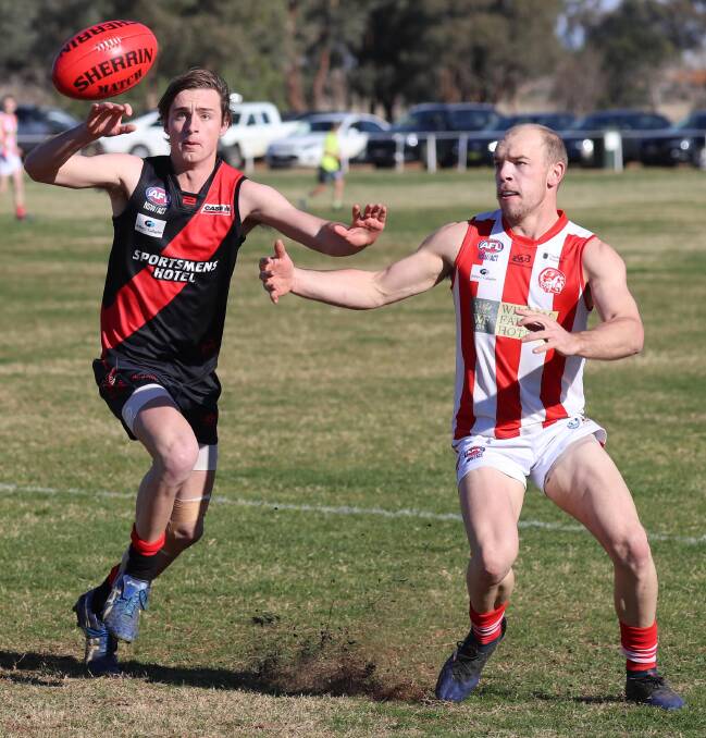 Rhys Mooney in action against CSU. Racked up some first grade experience last year and will be a key player for the Bombers next season. 