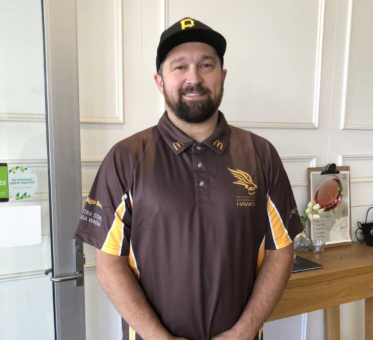 THE RIGHT FIT: Former Adelaide Crow Chris Ladhams sports an East Wagga-Kooringal shirt in preparation for his season with the Farrer League club next year. 