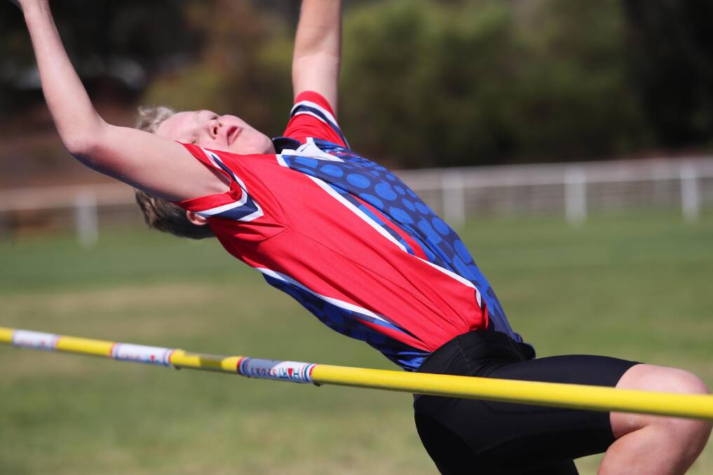 AGE CHAMPION: Andrew Cabot takes off in the high jump. His efforts across the carnival saw him take out the St Joseph's senior boys title. Picture: Emma Hillier