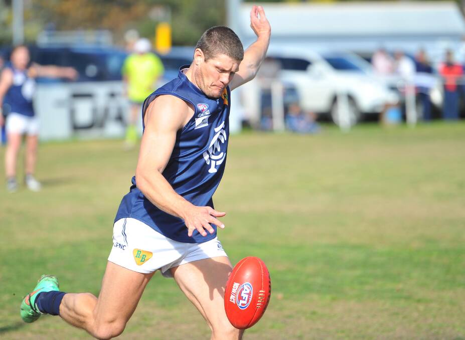 Carl Pound in one of his last few games for the Blues late in the 2016 season. He played just his second grand final that season but a fairytale ending eluded him against East Wagga-Kooringal.