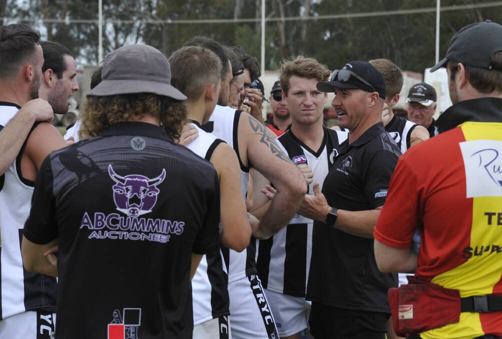 WARNING: The Rock-Yerong Creek co-coach Brad Aiken was rapt in their start but worried by the way the Magpies finished. Picture: Peter Doherty