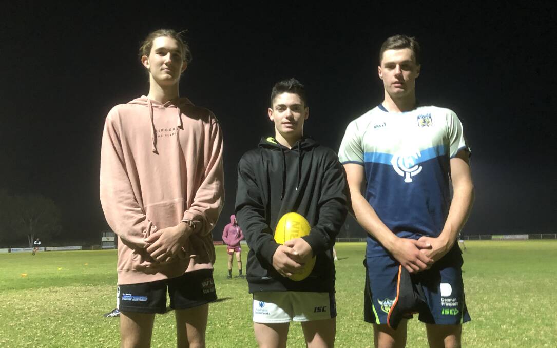 YOUNG GUNS: Jack Driscoll, Kane Flack and Jack Cullen will represent the Farrer League senior team aged 17. Picture: Peter Doherty