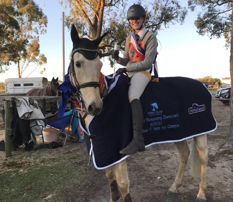 STATE CHAMPS: Wagga's Ryleigh O'Hare and Navahome Bono decked out in his winning rug at Morisset on the NSW Central Coast last week.  