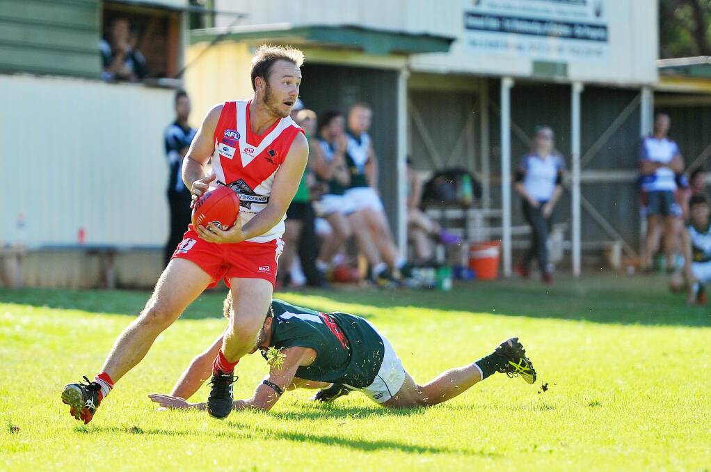 Playing at Coolamon in 2016. The classy Griggs has been one of the most prominent players in the Riverina League in his five seasons, from his arrival in 2015 through to leading his club to two grand finals in 2018 and 2019.