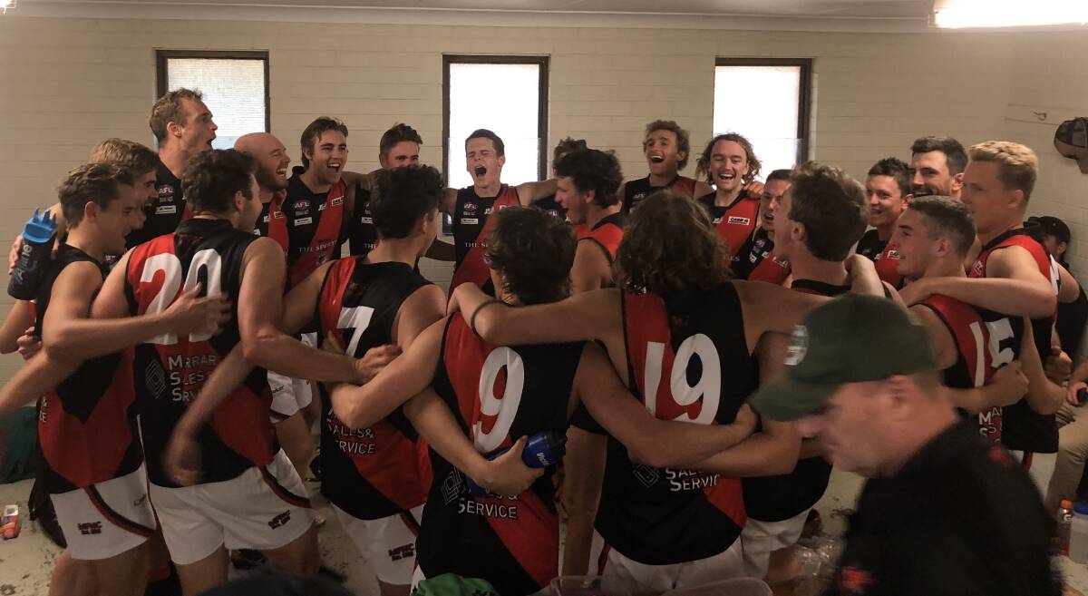 CELEBRATION TIME: The Bombers had reason to smile after a second big win to start their season. 