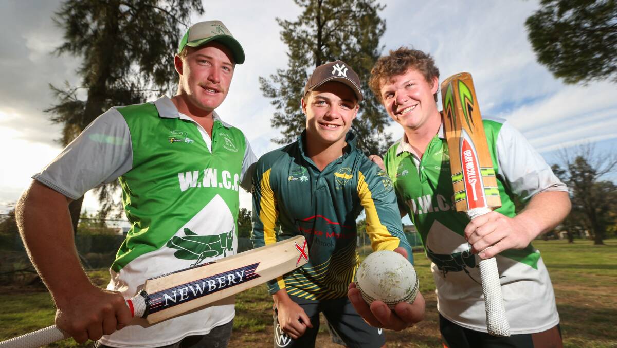 BROTHERLY LOVE: Corey McCarthy (middle) took on his Kieren (left) and Dan in a CAW Hume final last summer, but will join them for a football season at East Wagga-Kooringal next year. Picture: James Wiltshire