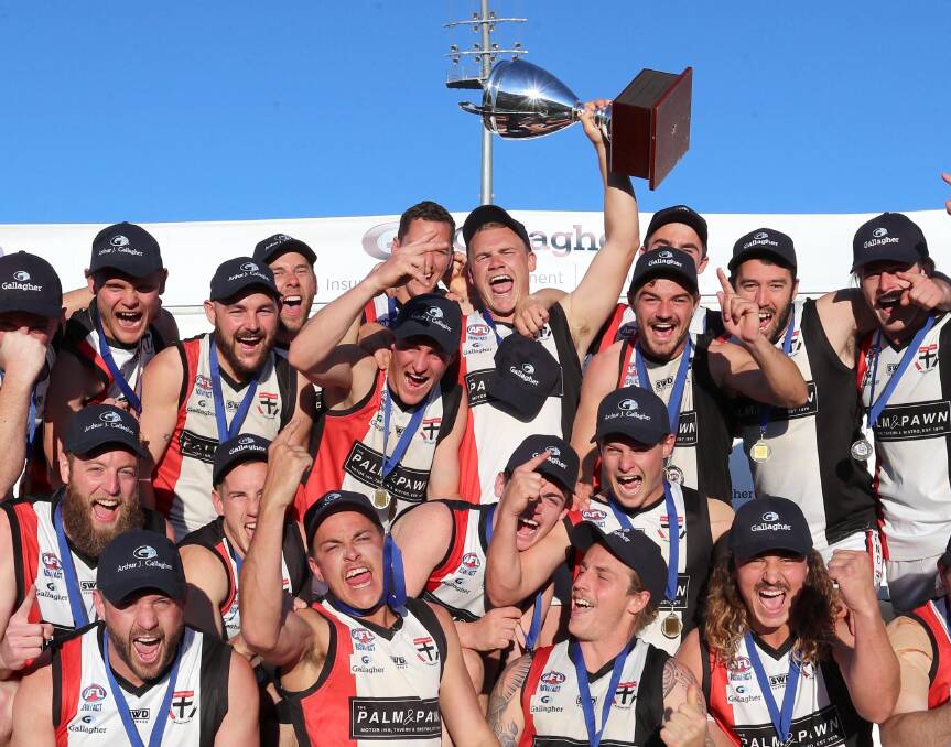 THE GIFT THAT KEEPS ON GIVING: More than two years on, Saints remain the Farrer League reigning premiers. Picture: Les Smith