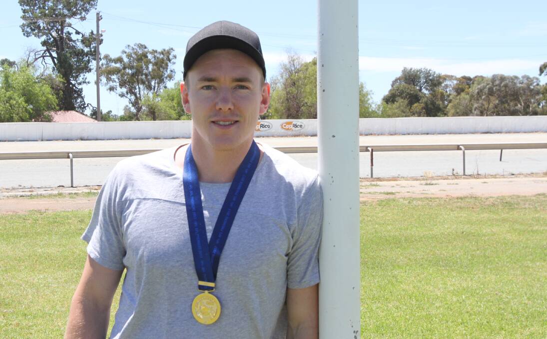 Jacob Townsend is back home in Leeton as an AFL premiership player. Picture: Jessica Coates