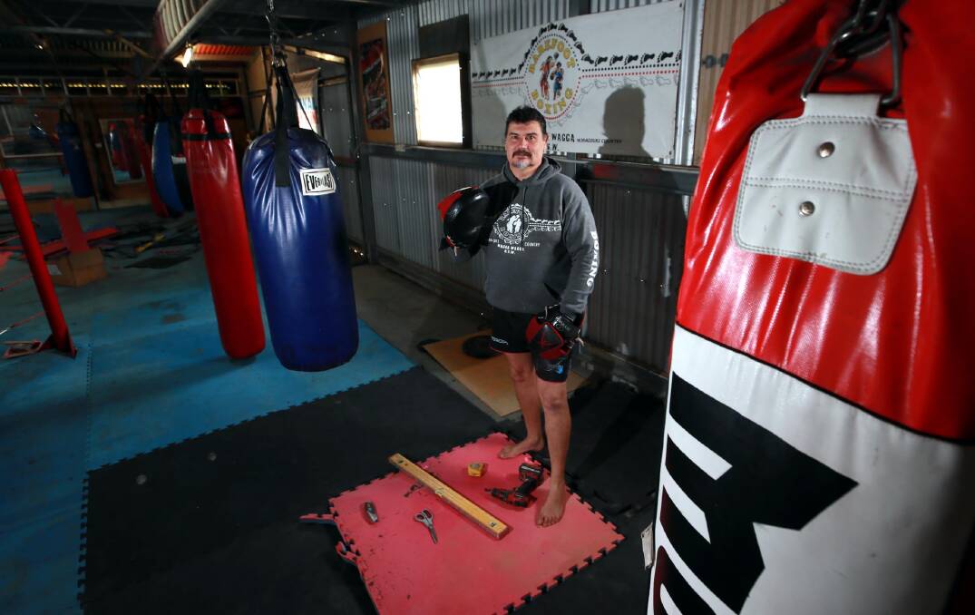 Tony Abbott has reconfigured his Barefoot Boxing gym to give participants the required space in training. Pictures: Les Smith