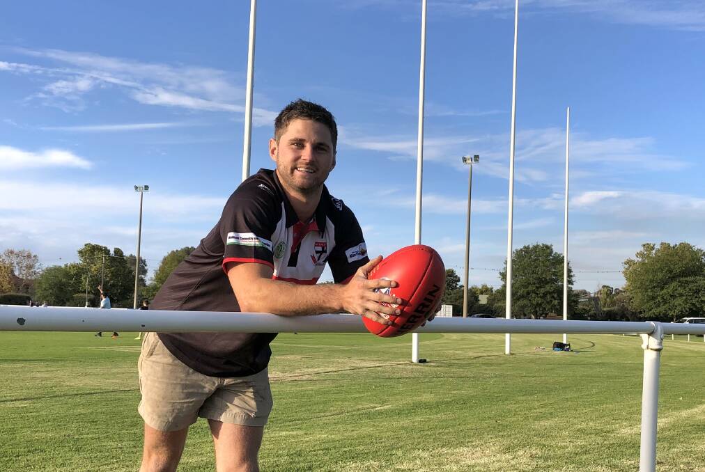 WELCOME RETURN: Saints forward Nathan Dennis at McPherson Oval ahead of the showdown with East Wagga-Kooringal. Picture: Peter Doherty