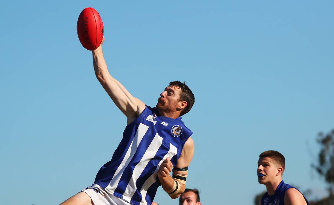 BIG GAME: Chris Stacey turned in a strong performance down back in his 250th senior game for Temora to help deliver a big upset against the Jets. Picture: Emma Hillier
