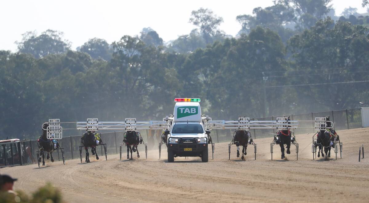 Action at Riverina Paceway this spring. The new venue has been welcomed by all but concerns about the surface when it rains will be addressed. Picture: Emma Hillier