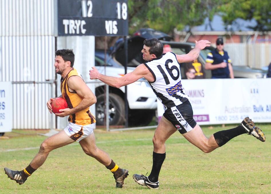 Mick Mazzocchi, right, playing against East Wagga-Kooringal at The Rock.