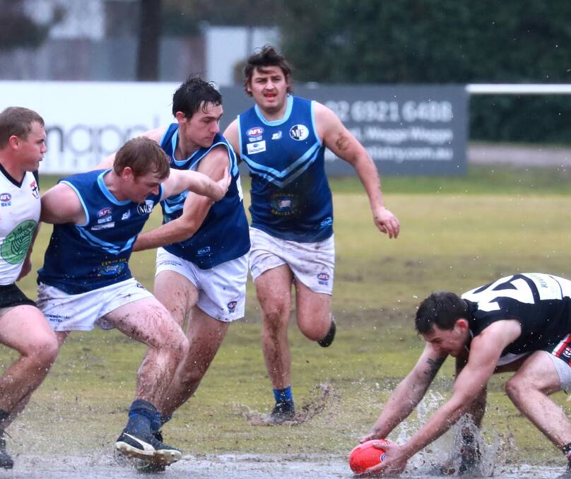 Barellan in action at North Wagga earlier this year. The Two Blues had to forfeit reserve grade that day but hope to avoid the same fate at Marrar in the final round.
