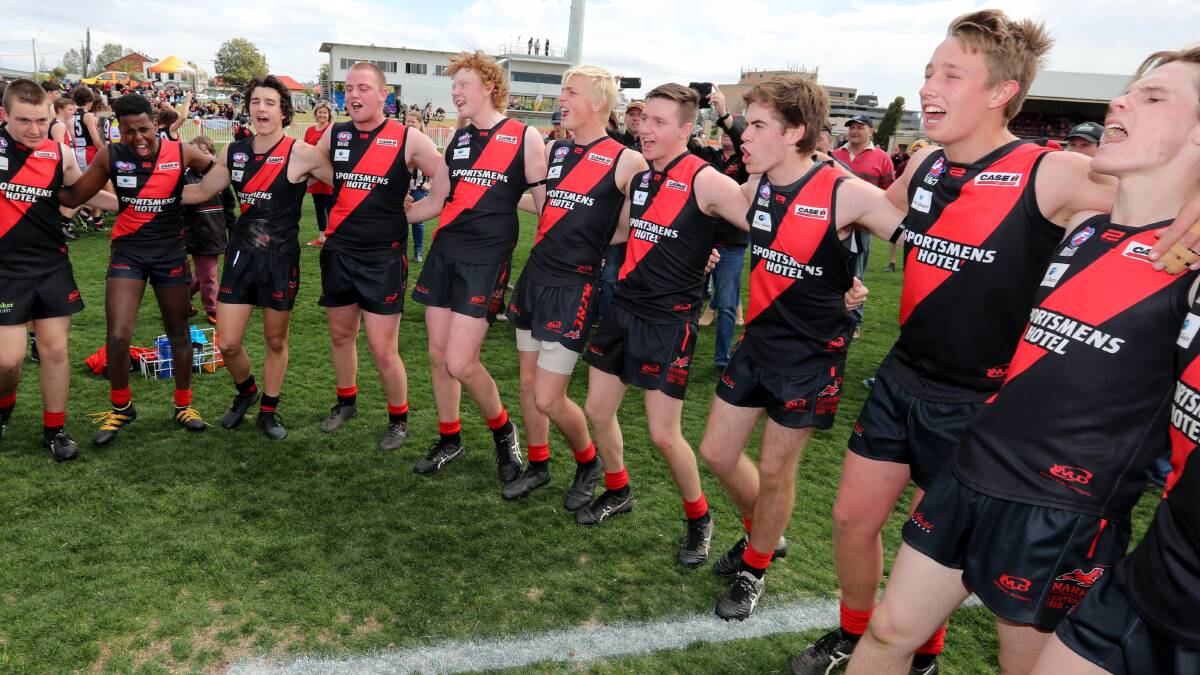 Marrar's under 17.5 celebrations into full swing. Picture: Les Smith