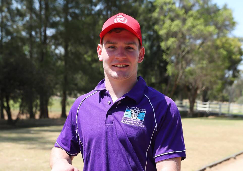RISING STAR: Penrith backrower Liam Martin was in a marquee group, including Cameron Smith and Harry Cunningham, at Friday's Pillars of Strength golf day in Wagga. Picture: Emma Hillier