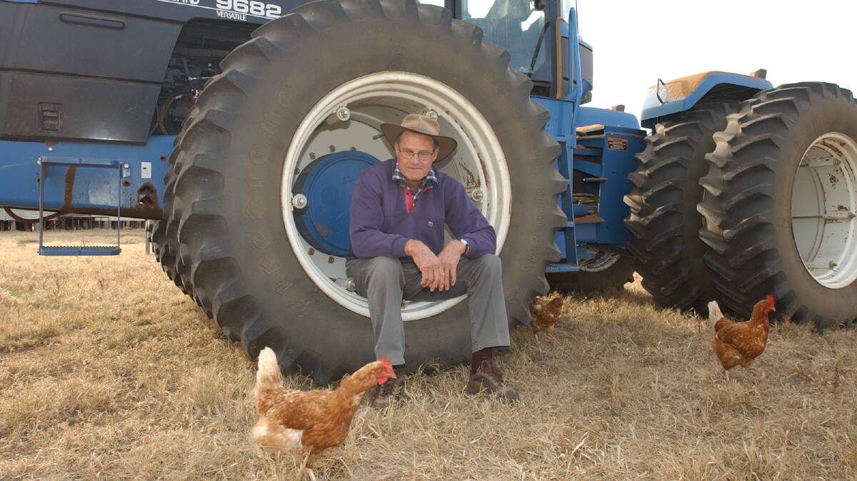 'Nugget' at home on the farm in 2002 after his Queen's Birthday honours. 